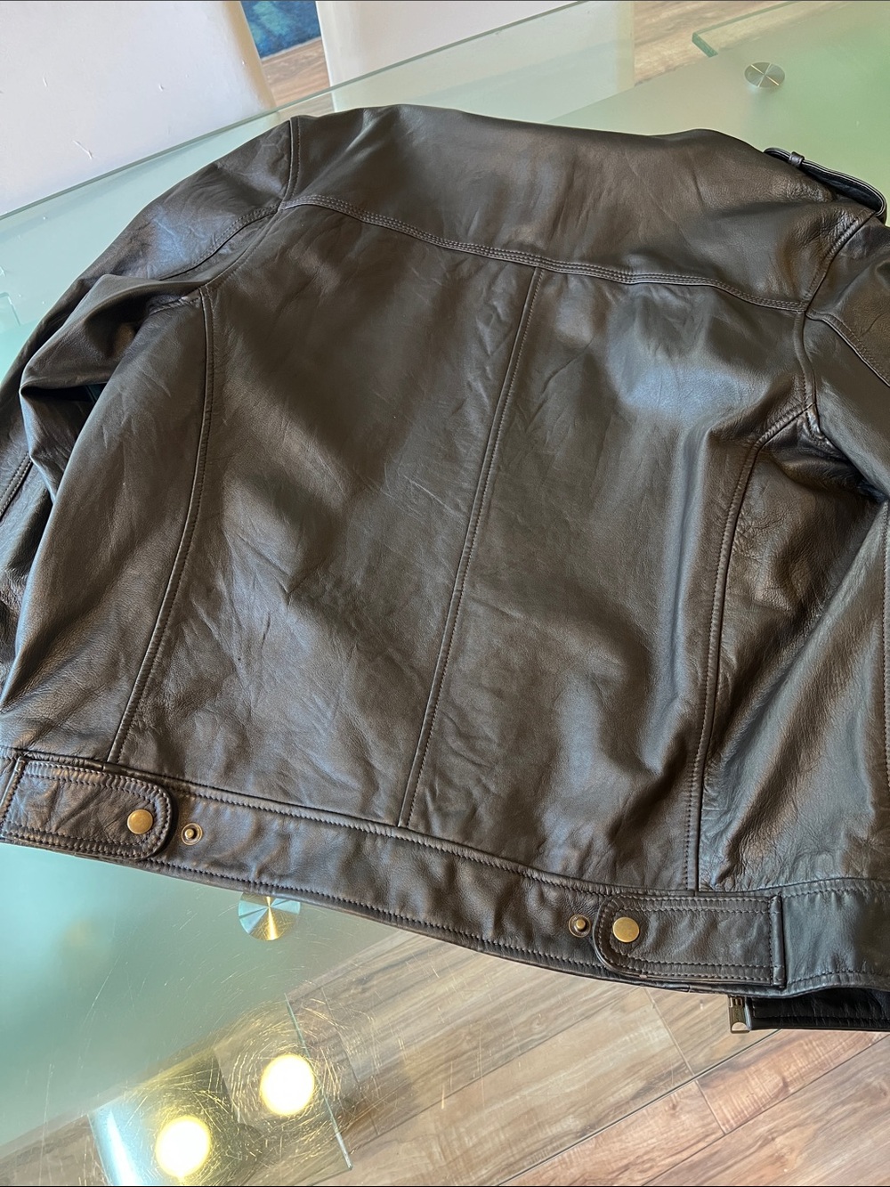Lucky Brand Brown Leather Military Field Jacket - Picture 5 of 6